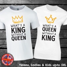 King Queen T-Shirt Set Funny Gift Couples Anniversary Wedding Valentines Day