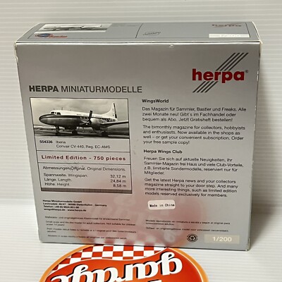 herpa　ヘルパ｜ロボス航空｜Convair　コンベア440｜1/200