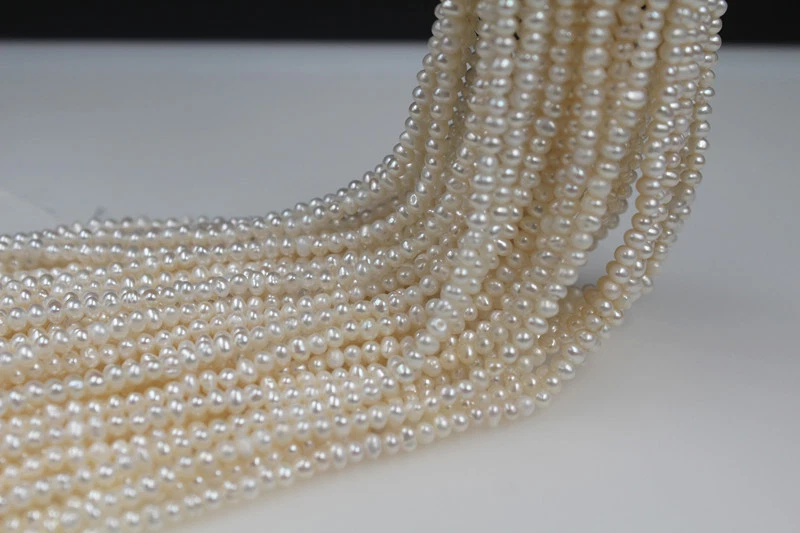 Hágalo usted mismo 3 mm Natural Blanco Perla de Agua Dulce Suelta Cuentas Sr. 14" Foto 4 de 4