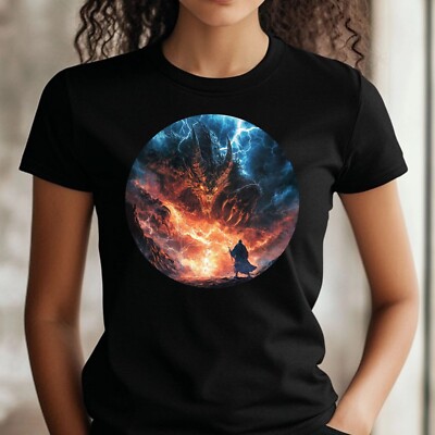 Frauen T-Shirt Dämon mit Blitz Motiv Baumwolle Größe S bis 3XL