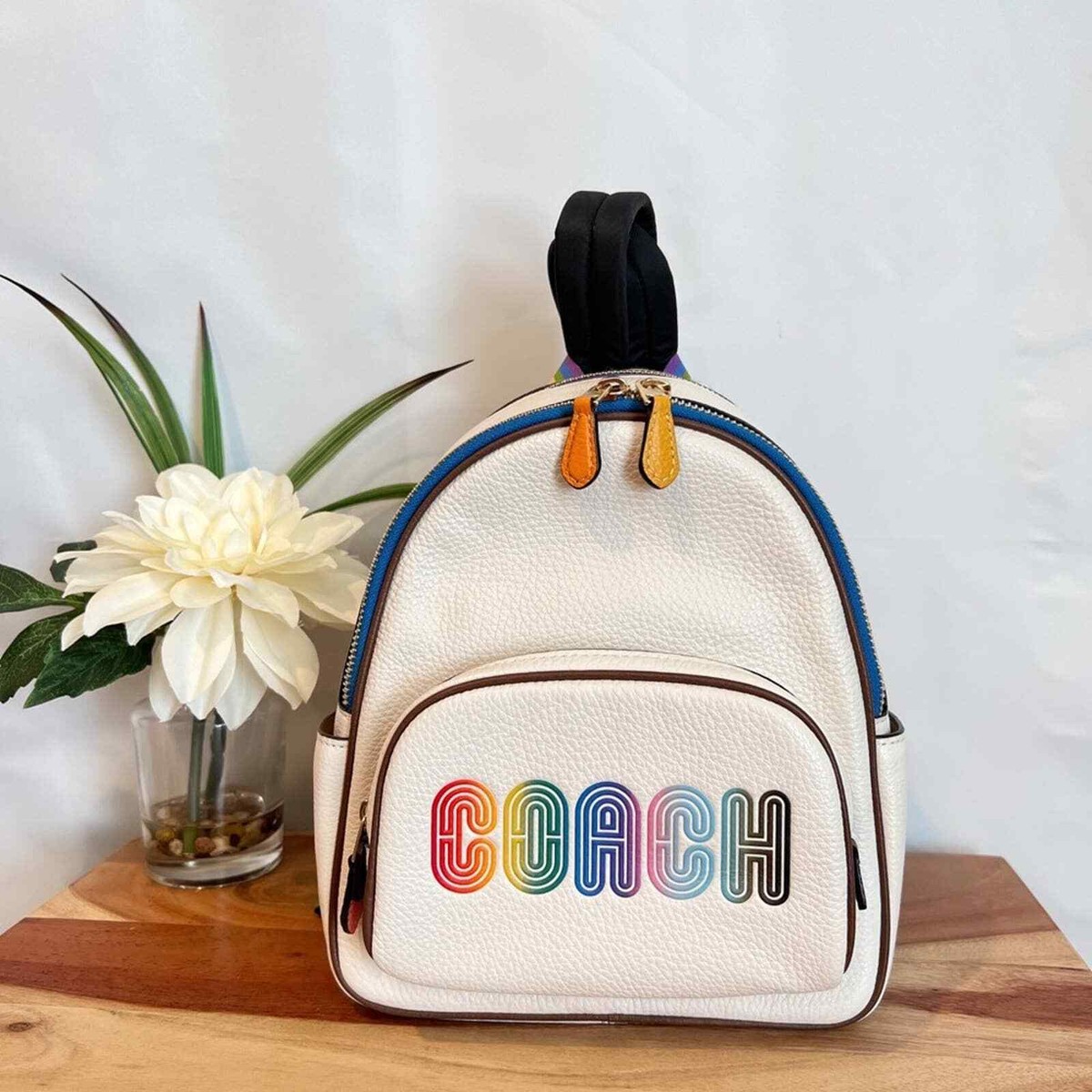 NWT Coach Mini Court Backpack With Rainbow Coach
