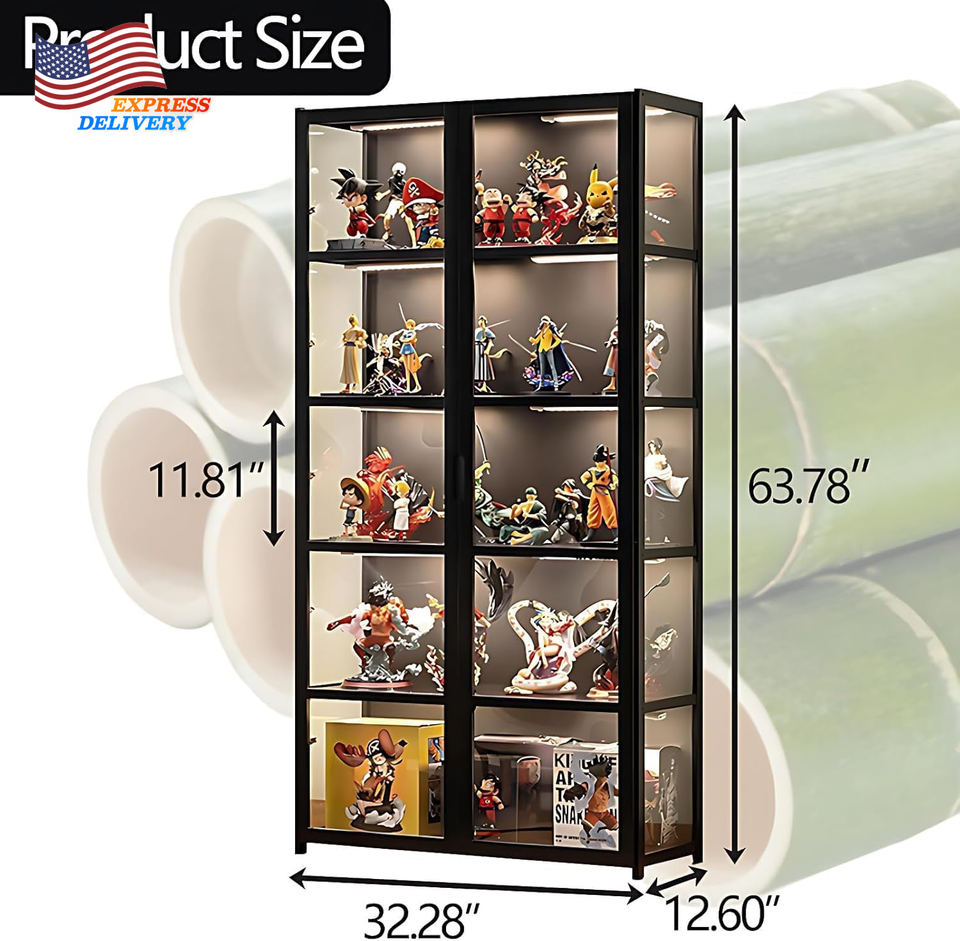 Display Cabinet with Acrylic Glass Door 5 Tier Collectibles Toy ...