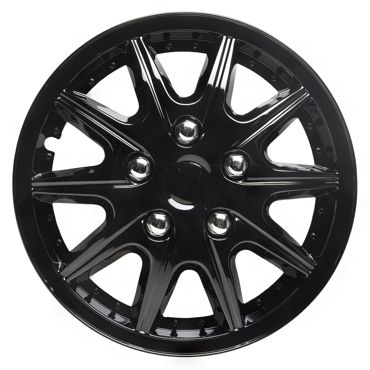 4 x 15 INCH Wheel Trim Set Gloss Black Hub Caps Covers TopTech