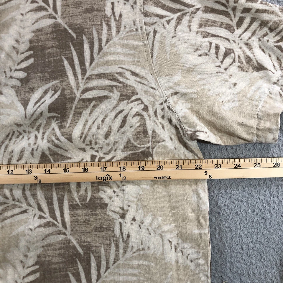 Camisa Hawaiana Margaritaville Hombre L Beige Floral Seda Lino  Foto 3 de 4