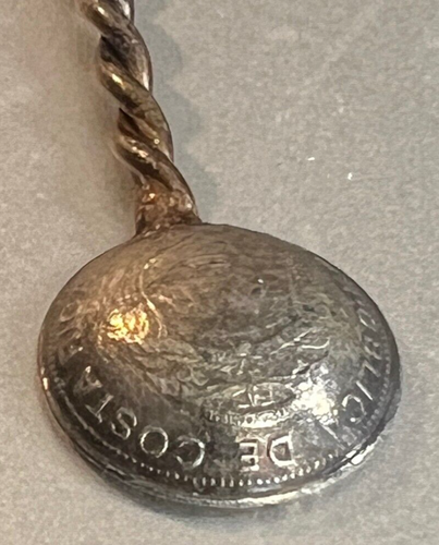 Vtg - 1979 Costa Rica 10 Centimos Coin - Silver Salt Demitasse Spoon - Picture 4 of 8