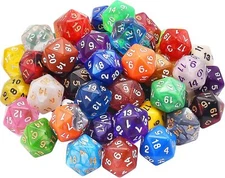 AUSTOR 56 Pieces 20 Sided Dice Set Mix Color D20 Dice Polyhedral Dice Assortment