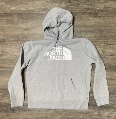 The North Face Hoodie Mens Large Gray Pullover Sweatshirt Big Logo