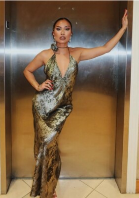 rent a birthday dress Custom Sleeveless Oyemwen Sequin High Slit Birthday Dress XL