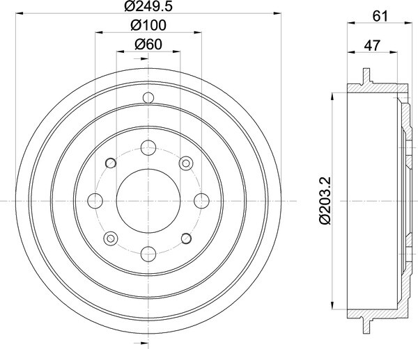 For Citroen Nemo 1.4 HDi Peugeot Bipper Tepee Mintex Brake Drum Rear Axle