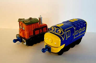 TWO (2) Chuggington Die-Cast Metal ''Calley & Brewster'' Toy Train Engine