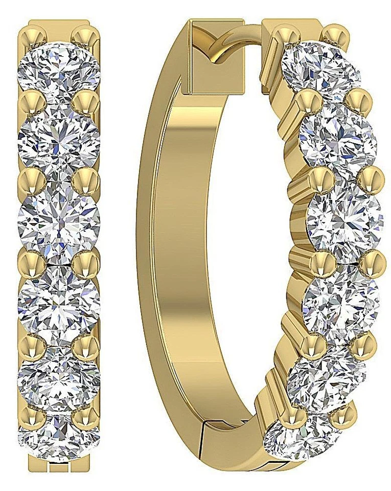 I1 G 0.80 Ct Natural Diamond Hoops Earrings Prong Set 14K White Yellow Rose Gold - Image 4 of 4