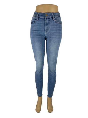 FRAME Womens 30 X 29 Jeans Le High Skinny Europa Blue Raw Hem Stretch Cotton - Picture 2 of 11