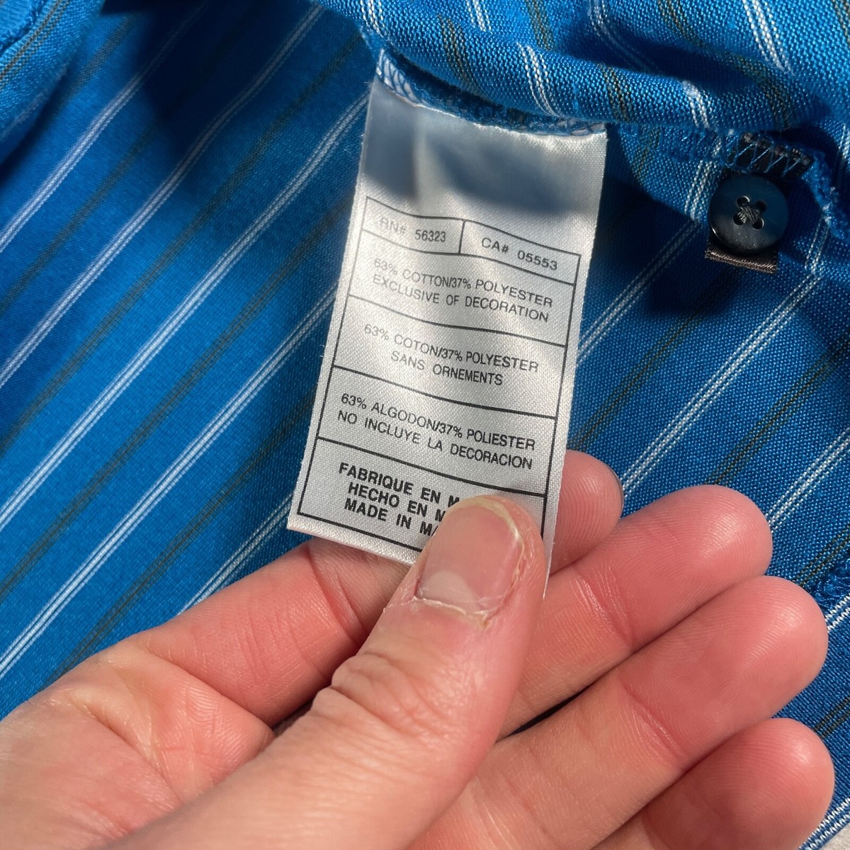 Tiger Woods Polo Shirt Mens Large Blue Striped Golf Casual