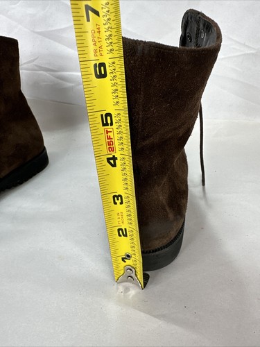 SALVATORE FERRAGAMO Brown Suede Furl Lined Lace Up Ankle Boots Booties 9.5 A4 - Picture 14 of 14