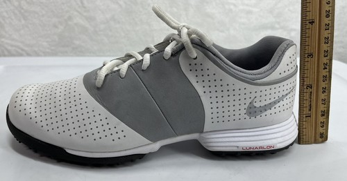 Womens NIKE Lunarlon Sz 5.5 Golf Light Spike Shoes Lace Up Sneakers White Silver - Picture 7 of 12