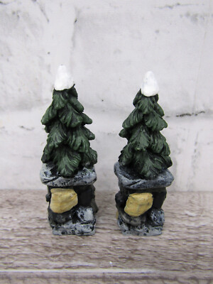 Vintage Kirkland Holiday Waterfall Train Replacement Pair Pedestal Trees 494136