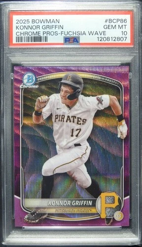 2025 Konnor Griffin Bowman Chrome Fuchsia Pink Wave #BCP-86 #/199 PSA 10 POP 1