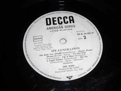 (0694) The Who - My Generation - 1966 - BLK 86002-P - nur Platte ohne Cover !!!!