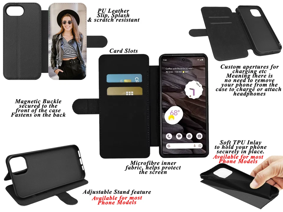 COLORIDA FUNDA ABATIBLE PARA TELÉFONO CHEETAH iPhone Billetera Galaxy 4 5 6 7 8 Plus X comp (A. Foto 2 de 4