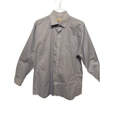 Michael Kors Mens Blue Check Dress Shirt 16 1/2 34 35 Long Sleeve Button Up NWOT