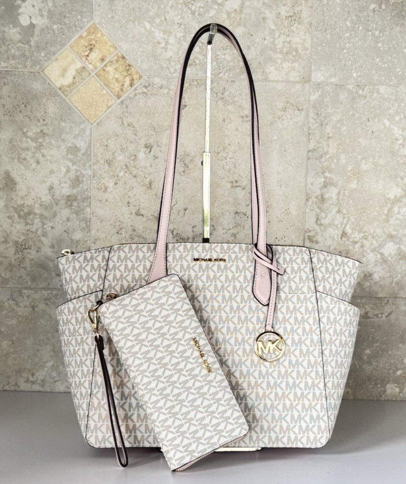Michael Kors Marilyn Medium Top Zip Shoulder Tote Bag + Wallet MK