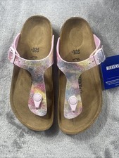 Birkenstock GIZEH 1012579 Kids Pink Water Color Multi Sandals 32 Narrow Fit New