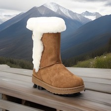 SO Girl's Sophia Fuzzy Boots DB8 Chestnut YOUTH 2 MSRP 44.99