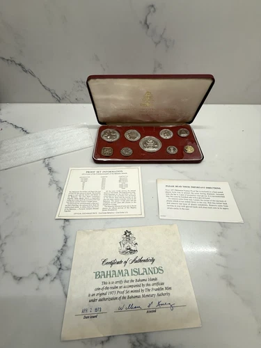Franklin Mint AG Part Silver 1973 Bahama Islands Proof Set Coins of the Realm