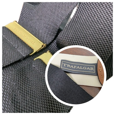 #ad TRAFALGAR Mens Hudson Braces Black Nylon Button End Suspenders Leather Accent $24.95