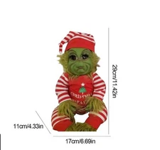 Christmas Grinch Baby Toys Silicone Grinch Doll Soft Christmas Plush Doll Green