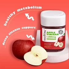 2x Nature’s Key Apple Cider Vinegar 1000mg Gummies 60s Vegan Halal Detox Support