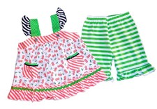 GIRLS 4-5, 5-6 NWT SERENDIPITY SHRIMP  GRITS CHERRY ON TOP SMOCK TUNIC, SHORTS