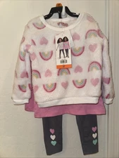 BCBG Girls 3Pc Plush Outfit Set Pink Size 2T (1) Pullover (1) Tee  (1) Legging