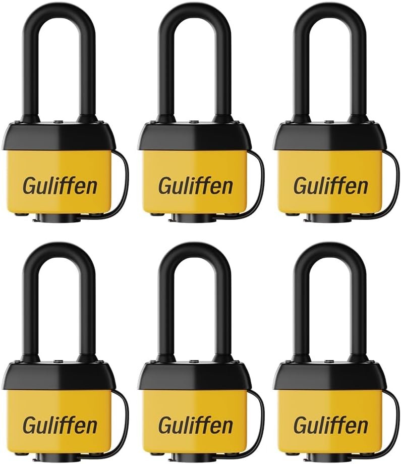 Candado de acero laminado resistente a la intemperie, 6 unidades, llave igual.