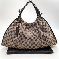 Auth Gucci 76554 GG Canvas Leather Black Handbag Shoulder Bag W/Dbag NS090298