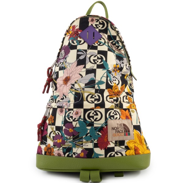 GUCCI x THE NORTH FACE Backpack Floral Print Nylon Multicolor 650288 Pre-owned