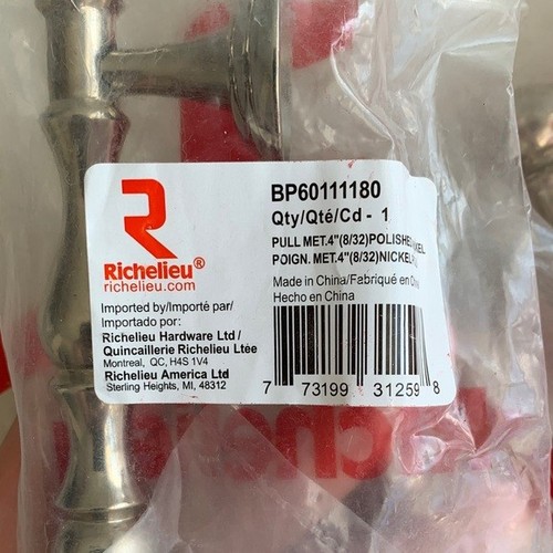 Lot of 5 NWT Richelieu Brome Collection Polished Nickel Cabinet Pulls - Picture 2 of 7