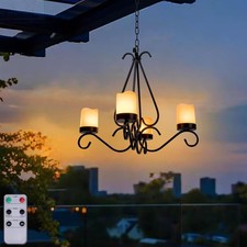Battery Operated Chandelier, Outdoor Chandelier with 4pcs Battery Operated Le...