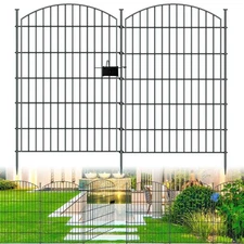 RICHMEN 10 Panels Garden Fence Dog Fence Outdoor for Yard - Black
