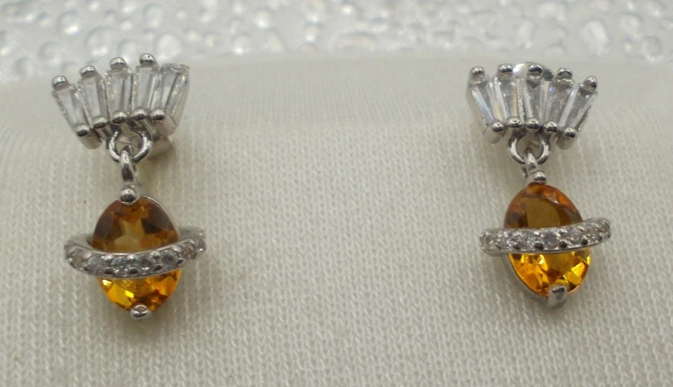 Citrinn - Ohrringe, Ohrstecker, Ohrhänger Sterlingsilber 925 - Bild 3 von 4