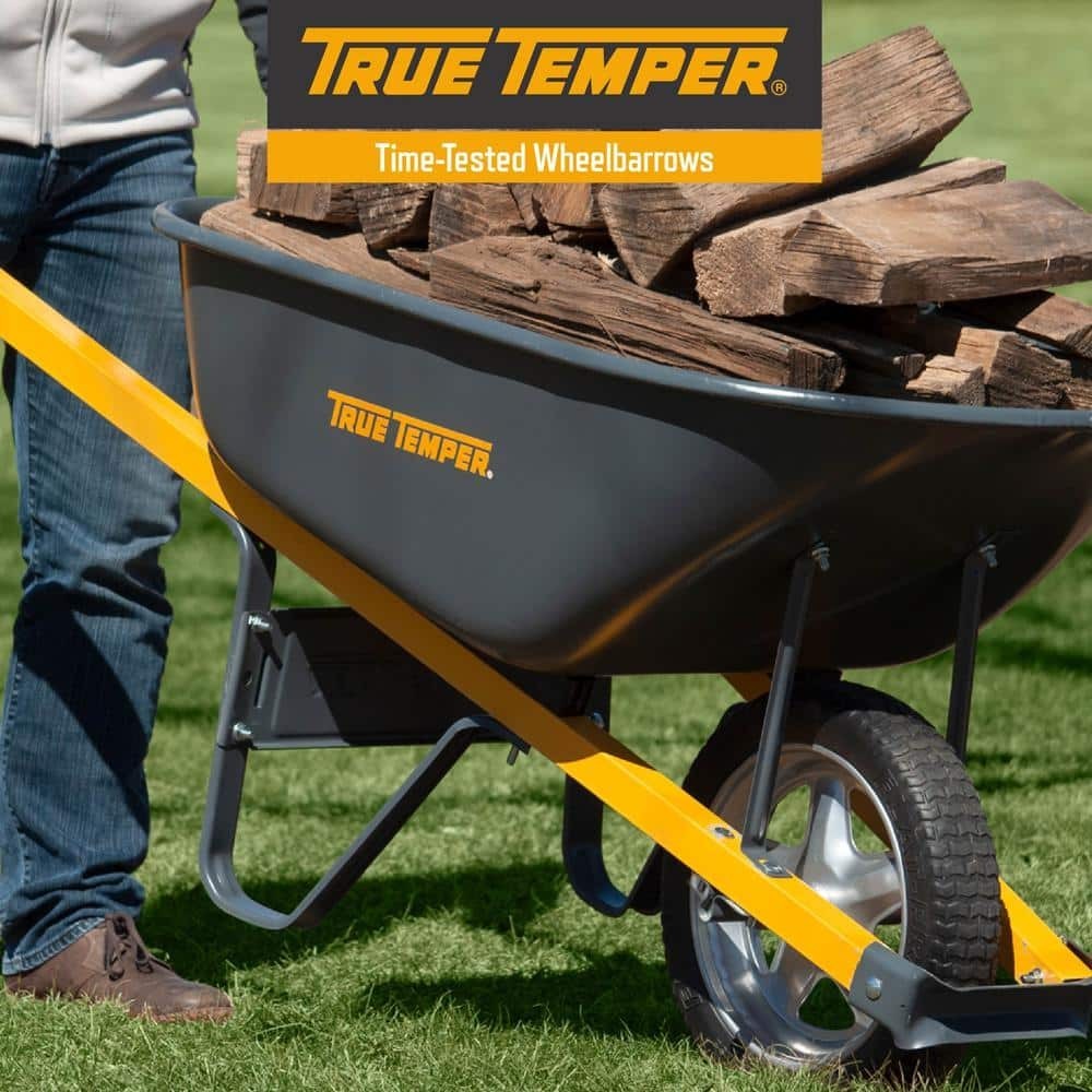 6 cu. ft. Flat Free Tire With Durable Steel Handle Heavy Duty Wheelbarrow Too