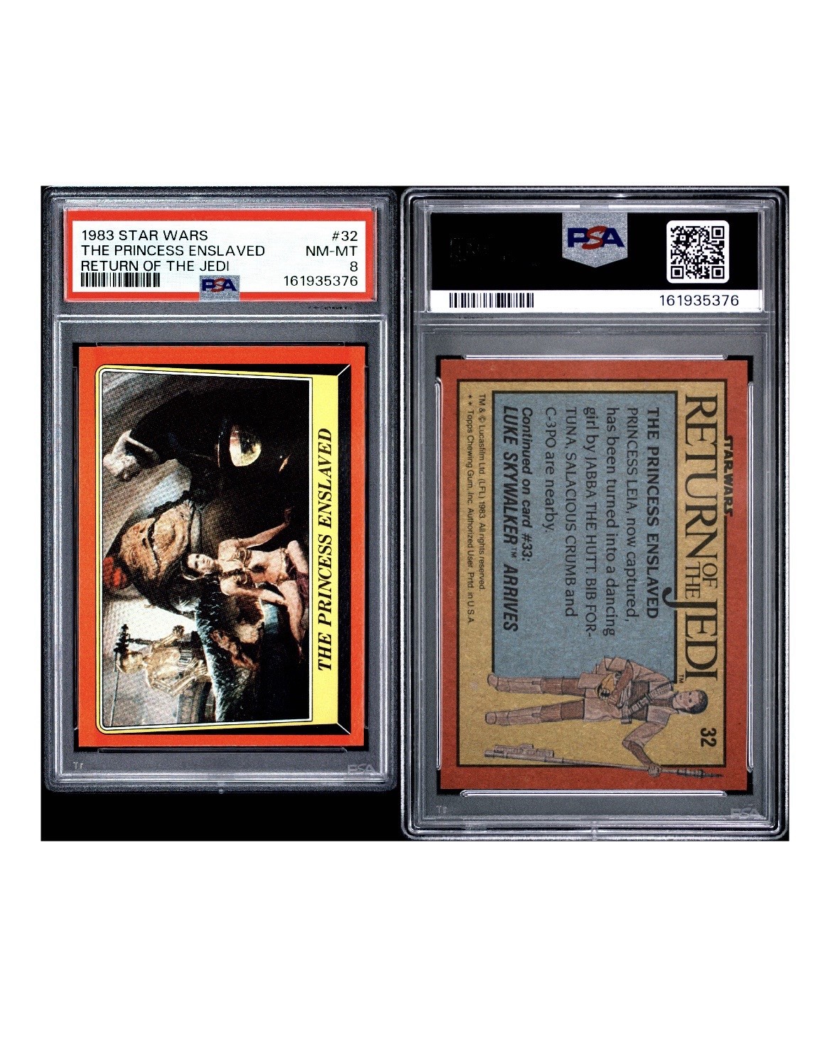 Topps 1983 Star Wars ROTJ #32 "The Princess Enslaved" PSA 8 Cert 161935376 view 3