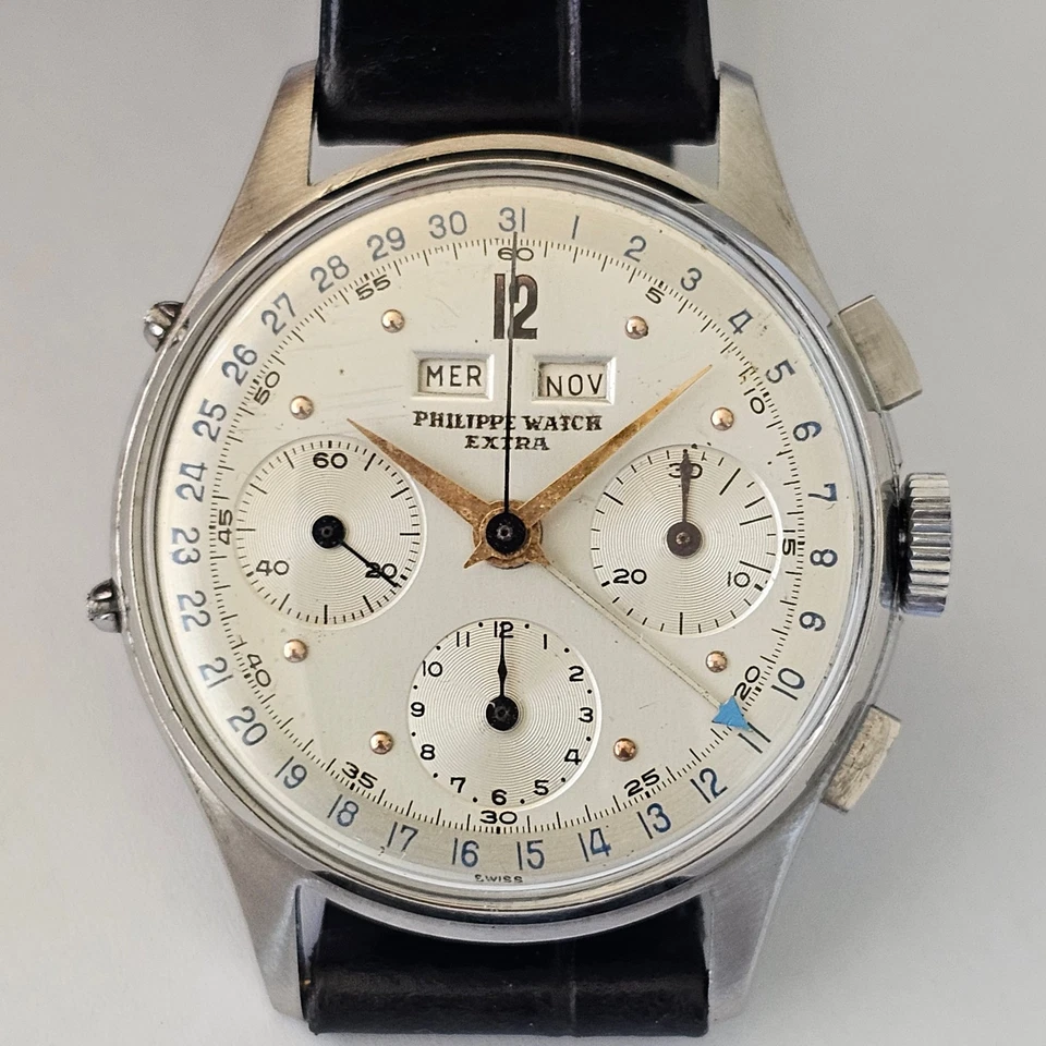 PHILIPPE WATCH-CRONO TRIPLO CALENDARIO-VALJOUX 72 C-DATO-COMPAX-RUOTA A COLONNE - Immagine 4 di 4