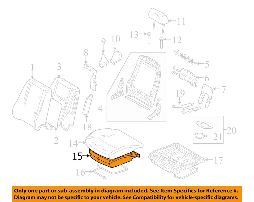 FITS 2007-2008 LINCOLN MKZ PAD SEAT CUSHION 6H6Z54632A23A -  NEW OEM - Image 2 of 3