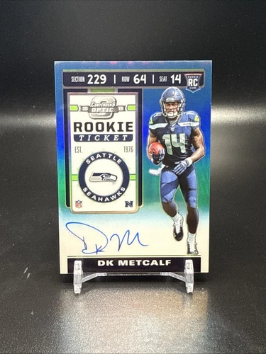 2019 Panini Contenders Optic DK Metcalf Rookie Ticket RC Teal On Card Auto /149
