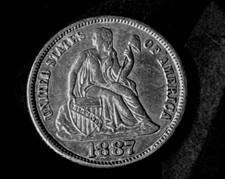 USA Seated Liberty 1 Dime 1887 Silber 0,9 Feingeh.M&uuml;nze (A284)