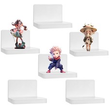 Small Adhesive Shelves, 4 Inches Plastic Small Wall Shelf Set of 6, Mini Floa