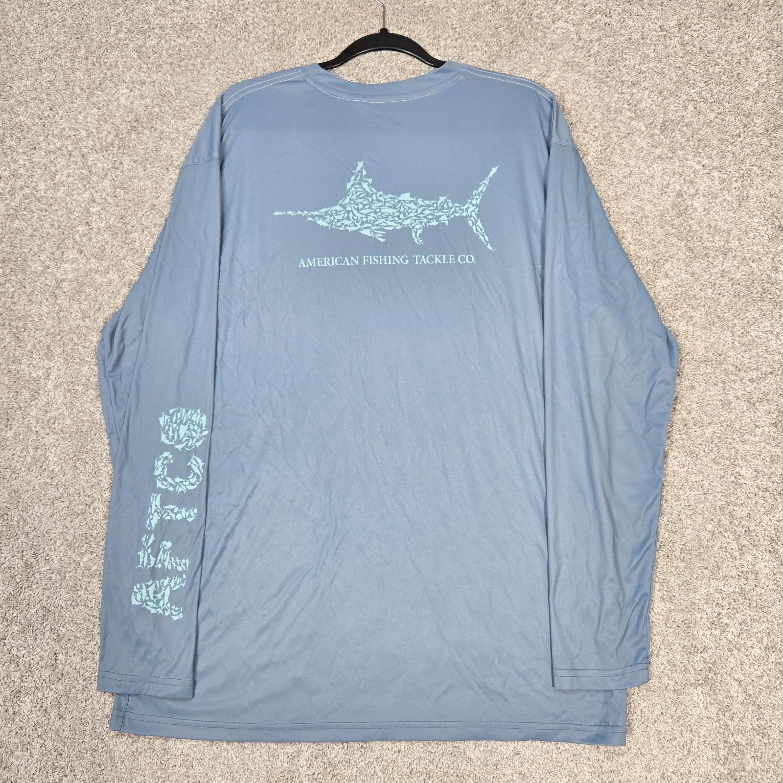 AFTCO Fishing Shirt Mens XL blue Long Sleeve Performance Graphic print stretch