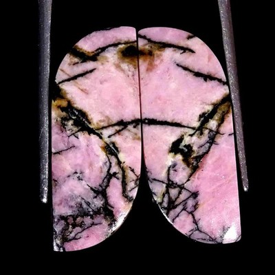 26.80ct Natürlicher Rhodonit Fancy Paar Cabochon Lose Edelstein 11x26x4 mm