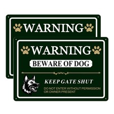 Poicrm Large Beware of Dog Sign Keep Gate Shut Do 14x10 inches, Dark green